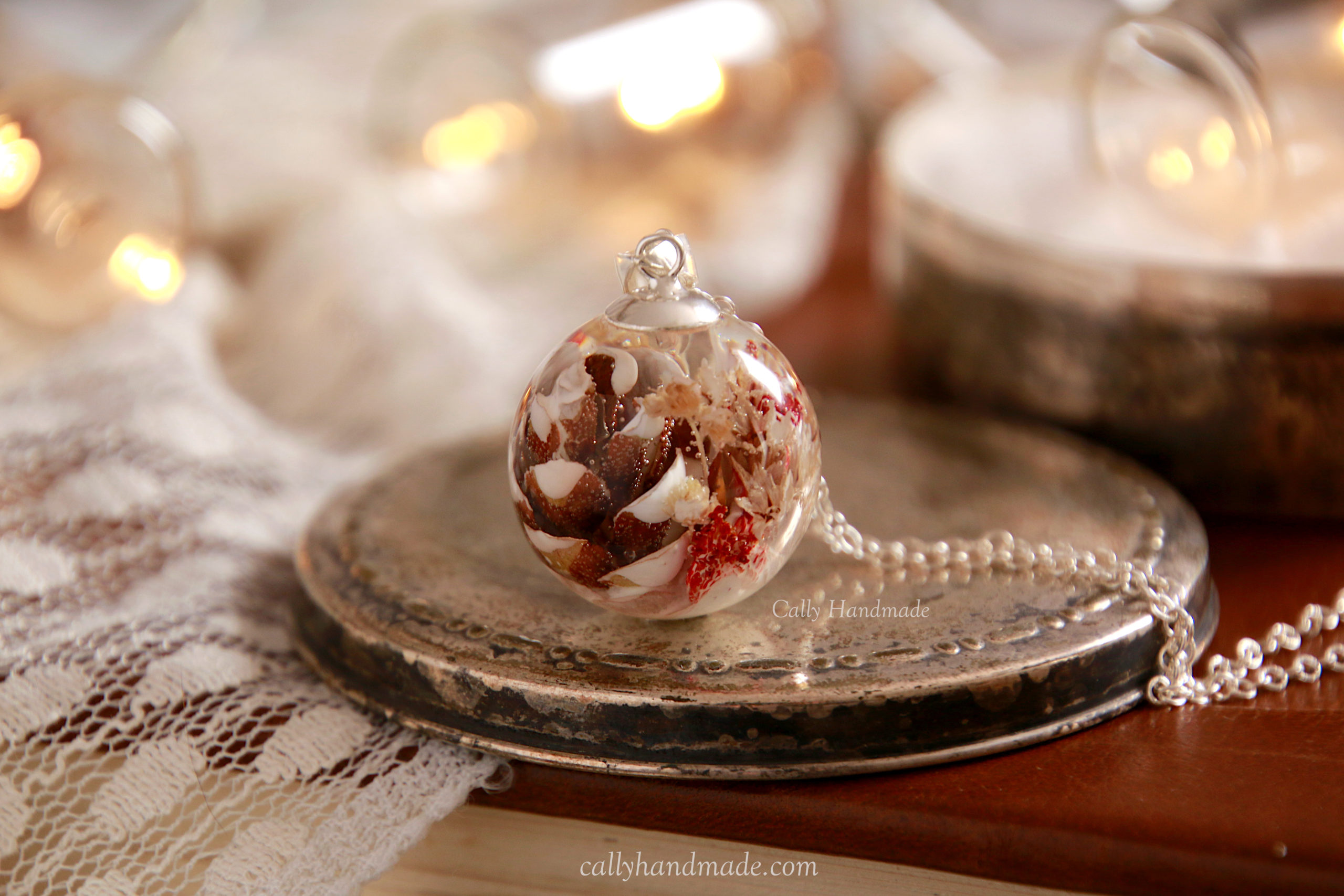 snow02 collier pomme de pin snow hiver nature argent 925 cally handmade