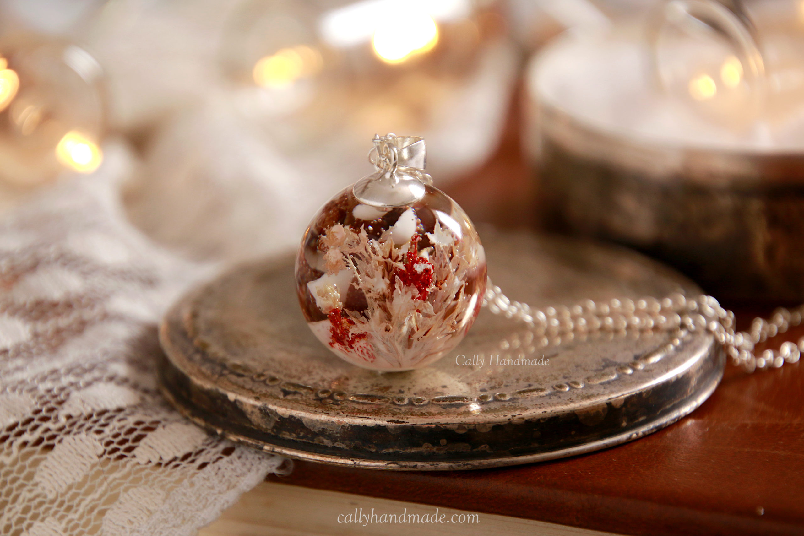 snow03 collier pomme de pin snow hiver nature argent 925 cally handmade