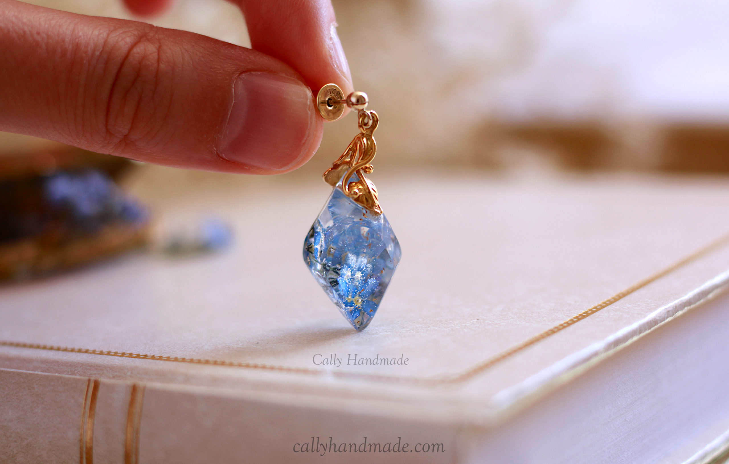 bo wedding blue 2 boucles d'oreilles myosotis mariage ne m'oublie pas