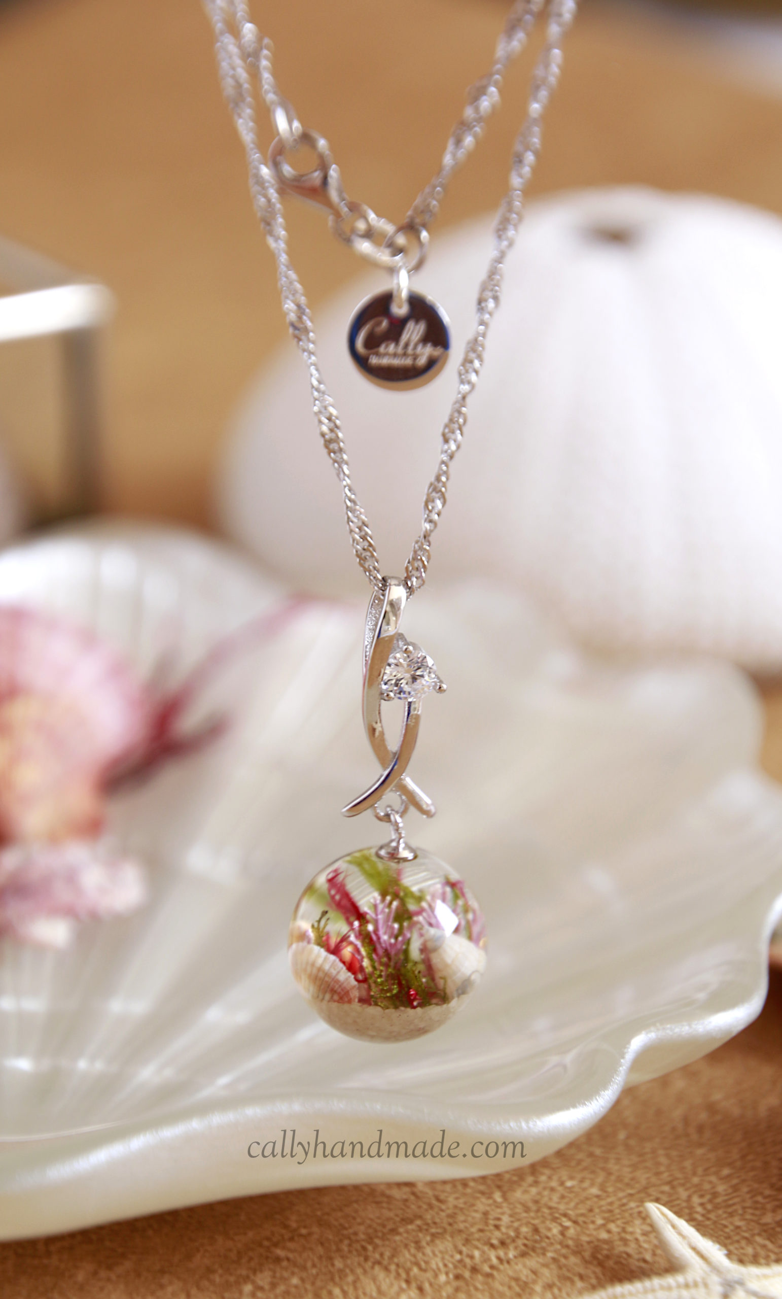 02 collier argent rhodié mer coquillages