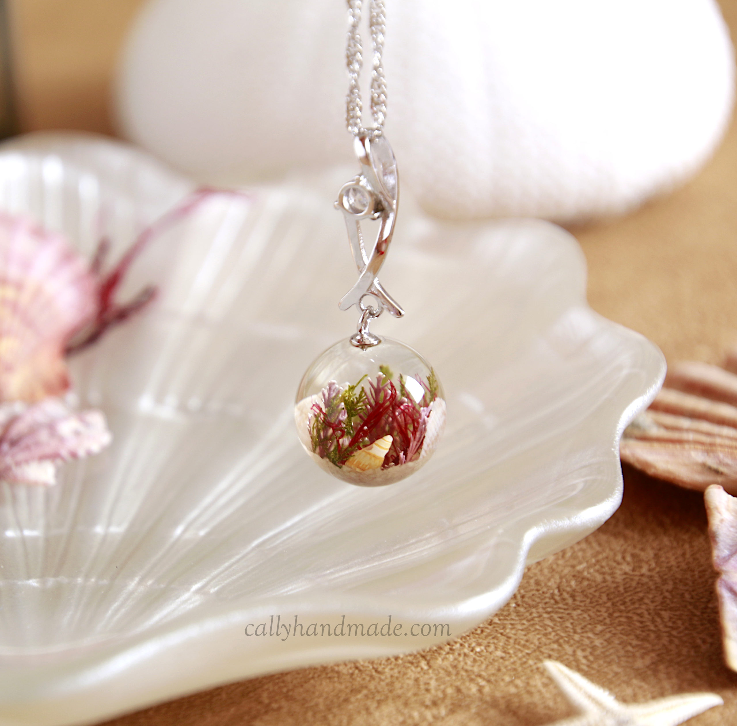 04 collier argent rhodié mer coquillages